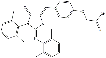 [4-({3-(2,6-dimethylphenyl)-2-[(2,6-dimethylphenyl)imino]-4-oxo-1,3-thiazolidin-5-ylidene}methyl)phenoxy]aceticacid 구조식 이미지