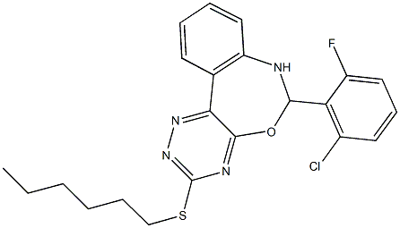6-(2-chloro-6-fluorophenyl)-3-(hexylthio)-6,7-dihydro[1,2,4]triazino[5,6-d][3,1]benzoxazepine Structure