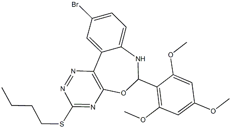 10-bromo-3-(butylsulfanyl)-6-(2,4,6-trimethoxyphenyl)-6,7-dihydro[1,2,4]triazino[5,6-d][3,1]benzoxazepine 구조식 이미지