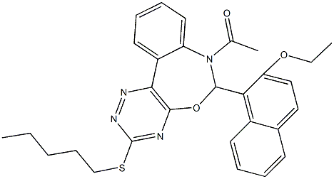 1-[7-acetyl-3-(pentylsulfanyl)-6,7-dihydro[1,2,4]triazino[5,6-d][3,1]benzoxazepin-6-yl]-2-naphthyl ethyl ether 구조식 이미지