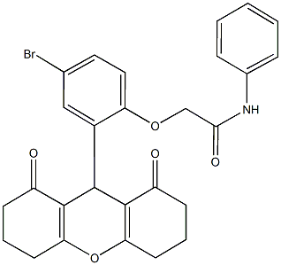 2-[4-bromo-2-(1,8-dioxo-2,3,4,5,6,7,8,9-octahydro-1H-xanthen-9-yl)phenoxy]-N-phenylacetamide 구조식 이미지