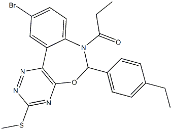 10-bromo-6-(4-ethylphenyl)-3-(methylsulfanyl)-7-propionyl-6,7-dihydro[1,2,4]triazino[5,6-d][3,1]benzoxazepine Structure