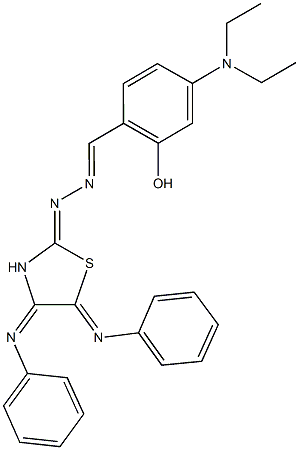 4-(diethylamino)-2-hydroxybenzaldehyde[4,5-bis(phenylimino)-1,3-thiazolidin-2-ylidene]hydrazone Structure