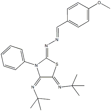 4-methoxybenzaldehyde [4,5-bis(tert-butylimino)-3-phenyl-1,3-thiazolidin-2-ylidene]hydrazone 구조식 이미지