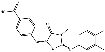 4-({2-[(3,4-dimethylphenyl)imino]-3-methyl-4-oxo-1,3-thiazolidin-5-ylidene}methyl)benzoicacid 구조식 이미지