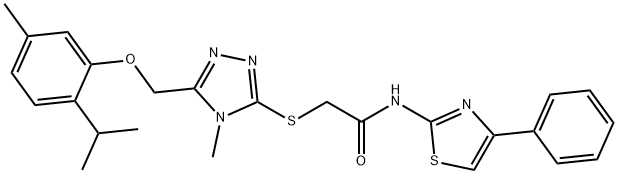 2-({5-[(2-isopropyl-5-methylphenoxy)methyl]-4-methyl-4H-1,2,4-triazol-3-yl}sulfanyl)-N-(4-phenyl-1,3-thiazol-2-yl)acetamide Structure