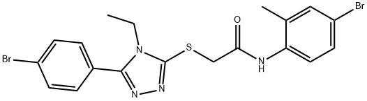 N-(4-bromo-2-methylphenyl)-2-{[5-(4-bromophenyl)-4-ethyl-4H-1,2,4-triazol-3-yl]sulfanyl}acetamide 구조식 이미지