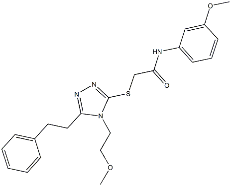 2-{[4-(2-methoxyethyl)-5-(2-phenylethyl)-4H-1,2,4-triazol-3-yl]sulfanyl}-N-(3-methoxyphenyl)acetamide 구조식 이미지