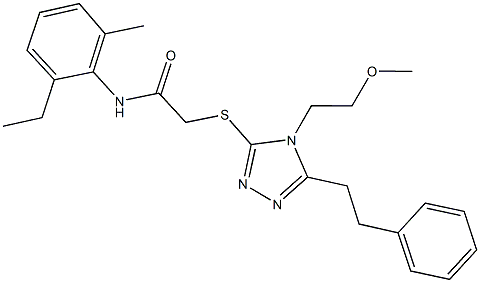 N-(2-ethyl-6-methylphenyl)-2-{[4-(2-methoxyethyl)-5-(2-phenylethyl)-4H-1,2,4-triazol-3-yl]sulfanyl}acetamide 구조식 이미지