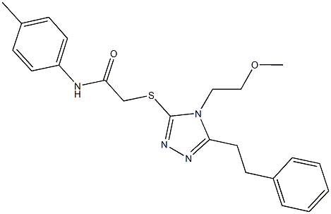 2-{[4-(2-methoxyethyl)-5-(2-phenylethyl)-4H-1,2,4-triazol-3-yl]thio}-N-(4-methylphenyl)acetamide 구조식 이미지