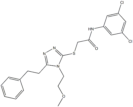 N-(3,5-dichlorophenyl)-2-{[4-(2-methoxyethyl)-5-(2-phenylethyl)-4H-1,2,4-triazol-3-yl]sulfanyl}acetamide 구조식 이미지