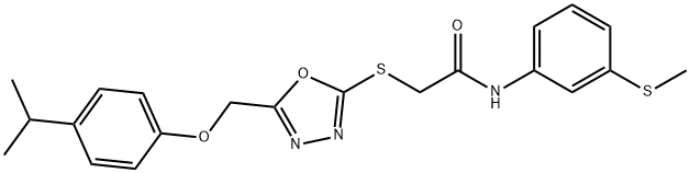 2-({5-[(4-isopropylphenoxy)methyl]-1,3,4-oxadiazol-2-yl}thio)-N-[3-(methylthio)phenyl]acetamide 구조식 이미지