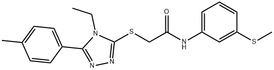 2-{[4-ethyl-5-(4-methylphenyl)-4H-1,2,4-triazol-3-yl]sulfanyl}-N-[3-(methylsulfanyl)phenyl]acetamide 구조식 이미지