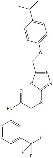 2-({5-[(4-isopropylphenoxy)methyl]-1,3,4-oxadiazol-2-yl}thio)-N-[3-(trifluoromethyl)phenyl]acetamide Structure