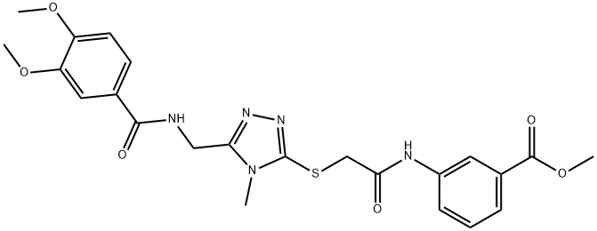 methyl3-({[(5-{[(3,4-dimethoxybenzoyl)amino]methyl}-4-methyl-4H-1,2,4-triazol-3-yl)thio]acetyl}amino)benzoate 구조식 이미지