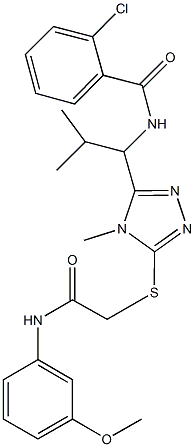 2-chloro-N-[1-(5-{[2-(3-methoxyanilino)-2-oxoethyl]thio}-4-methyl-4H-1,2,4-triazol-3-yl)-2-methylpropyl]benzamide Structure