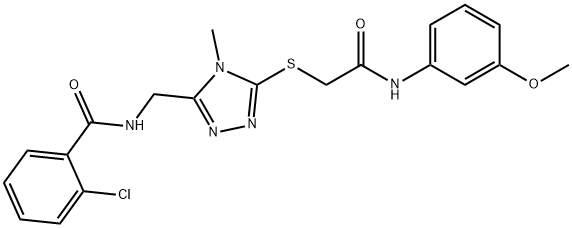 2-chloro-N-[(5-{[2-(3-methoxyanilino)-2-oxoethyl]thio}-4-methyl-4H-1,2,4-triazol-3-yl)methyl]benzamide Structure