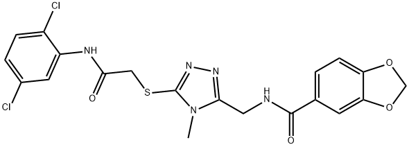 N-[(5-{[2-(2,5-dichloroanilino)-2-oxoethyl]sulfanyl}-4-methyl-4H-1,2,4-triazol-3-yl)methyl]-1,3-benzodioxole-5-carboxamide Structure