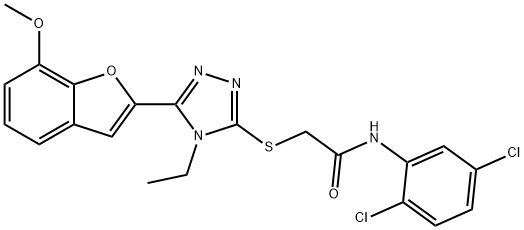 N-(2,5-dichlorophenyl)-2-{[4-ethyl-5-(7-methoxy-1-benzofuran-2-yl)-4H-1,2,4-triazol-3-yl]sulfanyl}acetamide 구조식 이미지