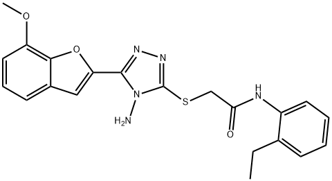 2-{[4-amino-5-(7-methoxy-1-benzofuran-2-yl)-4H-1,2,4-triazol-3-yl]sulfanyl}-N-(2-ethylphenyl)acetamide 구조식 이미지