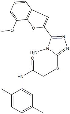 2-{[4-amino-5-(7-methoxy-1-benzofuran-2-yl)-4H-1,2,4-triazol-3-yl]sulfanyl}-N-(2,5-dimethylphenyl)acetamide 구조식 이미지