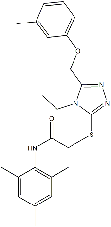 2-({4-ethyl-5-[(3-methylphenoxy)methyl]-4H-1,2,4-triazol-3-yl}thio)-N-mesitylacetamide 구조식 이미지