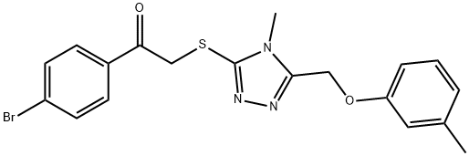 1-(4-bromophenyl)-2-({4-methyl-5-[(3-methylphenoxy)methyl]-4H-1,2,4-triazol-3-yl}thio)ethanone 구조식 이미지