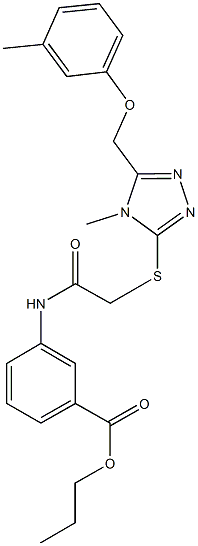 propyl 3-{[({4-methyl-5-[(3-methylphenoxy)methyl]-4H-1,2,4-triazol-3-yl}sulfanyl)acetyl]amino}benzoate Structure