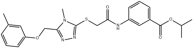 isopropyl 3-{[({4-methyl-5-[(3-methylphenoxy)methyl]-4H-1,2,4-triazol-3-yl}sulfanyl)acetyl]amino}benzoate Structure