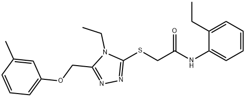 2-({4-ethyl-5-[(3-methylphenoxy)methyl]-4H-1,2,4-triazol-3-yl}sulfanyl)-N-(2-ethylphenyl)acetamide 구조식 이미지