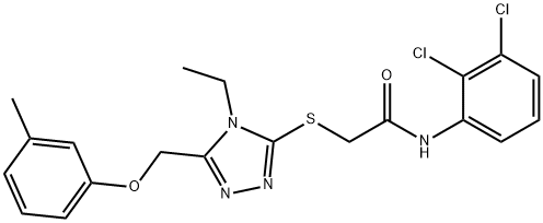 N-(2,3-dichlorophenyl)-2-({4-ethyl-5-[(3-methylphenoxy)methyl]-4H-1,2,4-triazol-3-yl}thio)acetamide 구조식 이미지