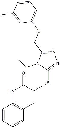 2-({4-ethyl-5-[(3-methylphenoxy)methyl]-4H-1,2,4-triazol-3-yl}sulfanyl)-N-(2-methylphenyl)acetamide 구조식 이미지