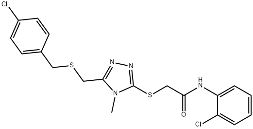 2-[(5-{[(4-chlorobenzyl)sulfanyl]methyl}-4-methyl-4H-1,2,4-triazol-3-yl)sulfanyl]-N-(2-chlorophenyl)acetamide Structure
