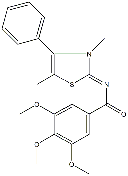 N-(3,5-dimethyl-4-phenyl-1,3-thiazol-2(3H)-ylidene)-3,4,5-trimethoxybenzamide 구조식 이미지