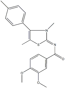 N-(3,5-dimethyl-4-(4-methylphenyl)-1,3-thiazol-2(3H)-ylidene)-3,4-dimethoxybenzamide 구조식 이미지