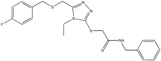 N-benzyl-2-[(4-ethyl-5-{[(4-fluorobenzyl)sulfanyl]methyl}-4H-1,2,4-triazol-3-yl)sulfanyl]acetamide Structure