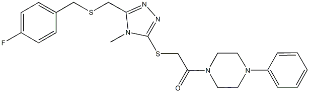 1-{[(5-{[(4-fluorobenzyl)sulfanyl]methyl}-4-methyl-4H-1,2,4-triazol-3-yl)sulfanyl]acetyl}-4-phenylpiperazine Structure