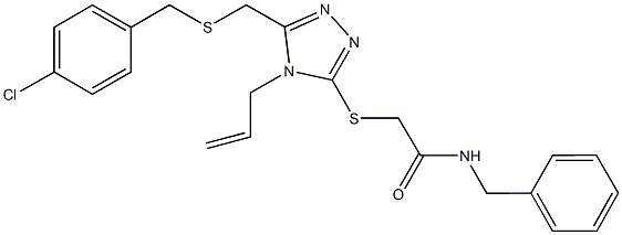 2-[(4-allyl-5-{[(4-chlorobenzyl)sulfanyl]methyl}-4H-1,2,4-triazol-3-yl)sulfanyl]-N-benzylacetamide 구조식 이미지