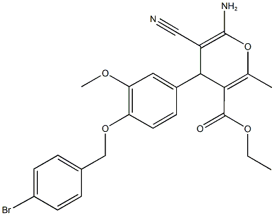 ethyl 6-amino-4-{4-[(4-bromobenzyl)oxy]-3-methoxyphenyl}-5-cyano-2-methyl-4H-pyran-3-carboxylate Structure