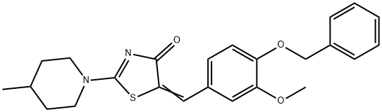 5-[4-(benzyloxy)-3-methoxybenzylidene]-2-(4-methyl-1-piperidinyl)-1,3-thiazol-4(5H)-one 구조식 이미지