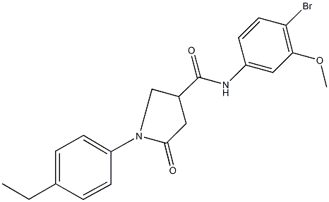 N-(4-bromo-3-methoxyphenyl)-1-(4-ethylphenyl)-5-oxo-3-pyrrolidinecarboxamide 구조식 이미지