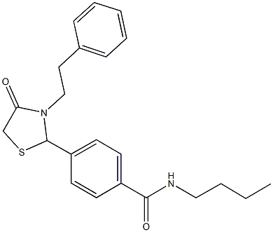 N-butyl-4-[4-oxo-3-(2-phenylethyl)-1,3-thiazolidin-2-yl]benzamide Structure