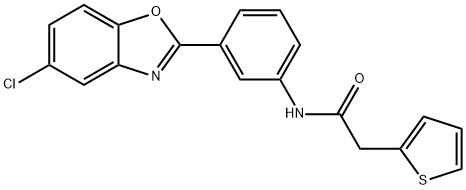N-[3-(5-chloro-1,3-benzoxazol-2-yl)phenyl]-2-(2-thienyl)acetamide 구조식 이미지