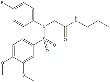 2-{[(3,4-dimethoxyphenyl)sulfonyl]-4-fluoroanilino}-N-propylacetamide 구조식 이미지