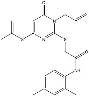 2-[(3-allyl-6-methyl-4-oxo-3,4-dihydrothieno[2,3-d]pyrimidin-2-yl)thio]-N-(2,4-dimethylphenyl)acetamide Structure