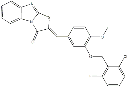 2-{3-[(2-chloro-6-fluorobenzyl)oxy]-4-methoxybenzylidene}[1,3]thiazolo[3,2-a]benzimidazol-3(2H)-one Structure