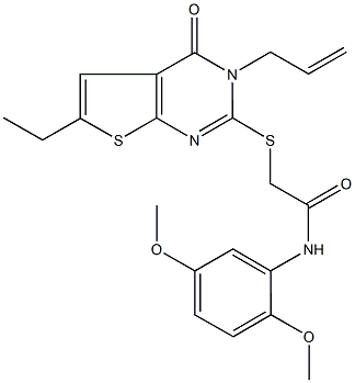 2-[(3-allyl-6-ethyl-4-oxo-3,4-dihydrothieno[2,3-d]pyrimidin-2-yl)thio]-N-(2,5-dimethoxyphenyl)acetamide Structure