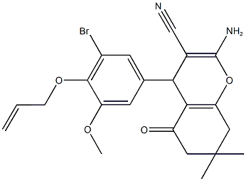 4-[4-(allyloxy)-3-bromo-5-methoxyphenyl]-2-amino-7,7-dimethyl-5-oxo-5,6,7,8-tetrahydro-4H-chromene-3-carbonitrile 구조식 이미지