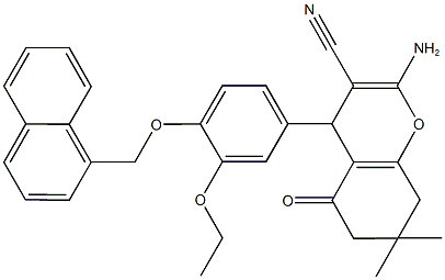 2-amino-4-[3-ethoxy-4-(1-naphthylmethoxy)phenyl]-7,7-dimethyl-5-oxo-5,6,7,8-tetrahydro-4H-chromene-3-carbonitrile 구조식 이미지