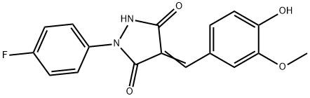 1-(4-fluorophenyl)-4-(4-hydroxy-3-methoxybenzylidene)-3,5-pyrazolidinedione 구조식 이미지